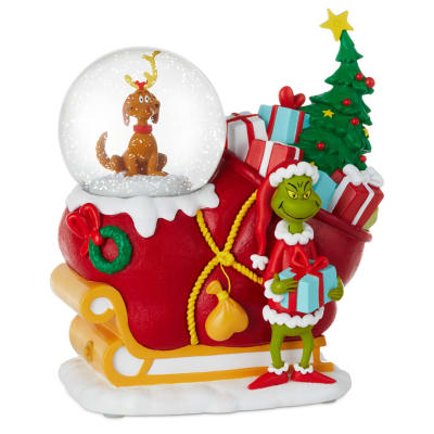 Dr. Seuss's How the Grinch Stole Christmas!™ Grinch, Max and Sleigh Snow Globe Figurine With Music