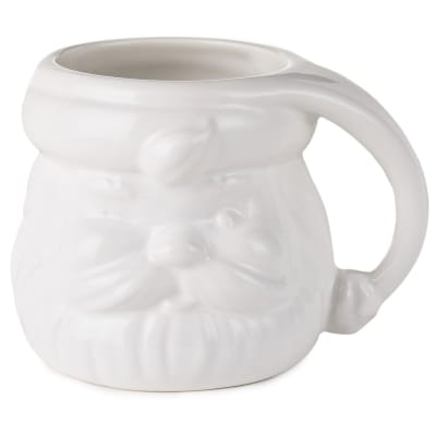 White Sculpted Santa Mug
