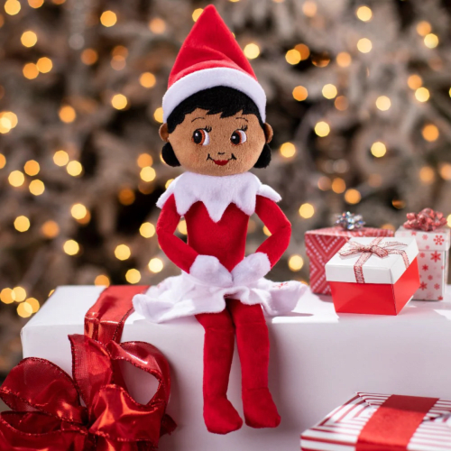 The Elf on the Shelf® | Plushee Pals® Snugglers Girl, With Dark Skin and Brown Eyes Plush
