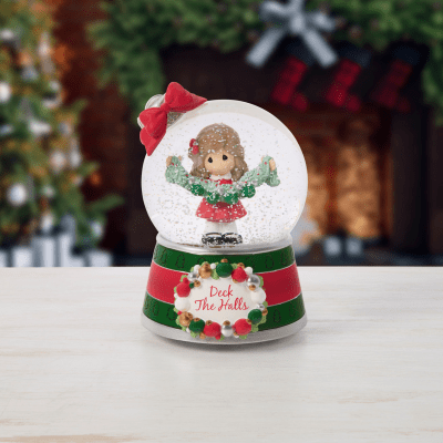 Precious Moments | Deck The Halls 2025 Dated Musical Snow Globe