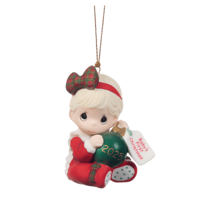 Precious Moments | Baby’s First Christmas 2025 Dated Girl Ornament