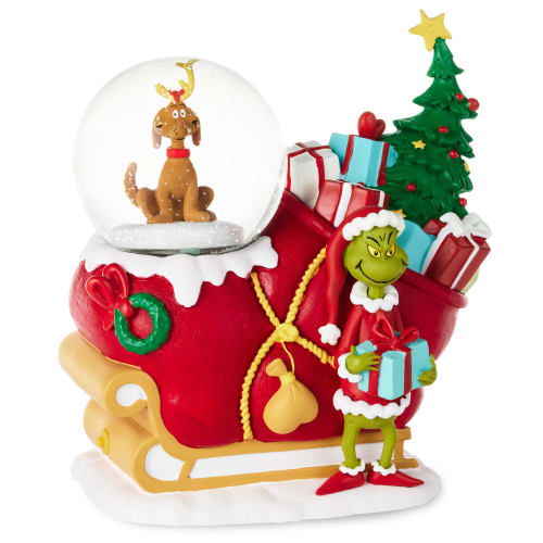 Dr. Seuss's How the Grinch Stole Christmas!™ Grinch, Max and Sleigh Snow Globe Figurine With Music