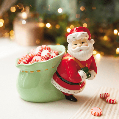 Santa With Toy Bag Candy Dish