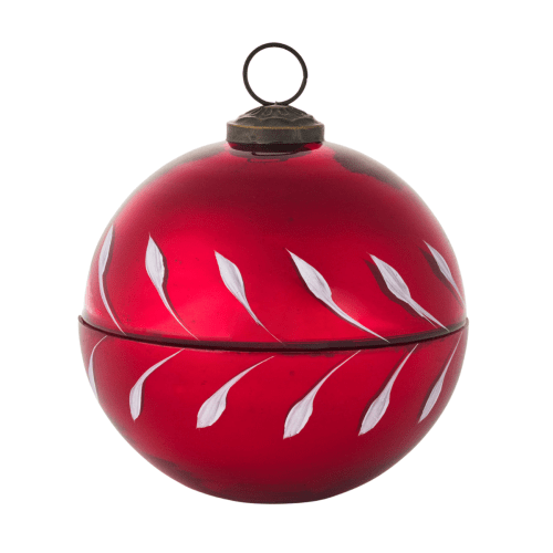 Red Glass Ball Ornament Pine-Scented Candle