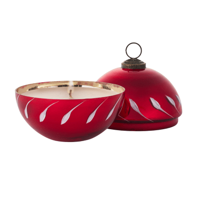Red Glass Ball Ornament Pine-Scented Candle