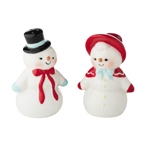 Sculpted Snow People Salt and Pepper Shakers, Set of 2