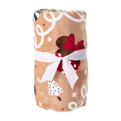 Disney Mickey and Minnie Icons on Gingerbread Throw Blanket