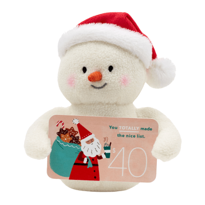 Snowman in Santa Hat Plush Gift Card Holder