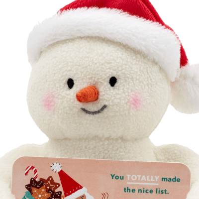 Snowman in Santa Hat Plush Gift Card Holder