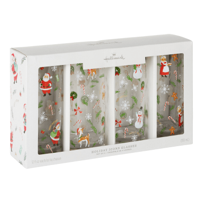 Vintage Santa and Friends Drinking Glasses, Set of 4