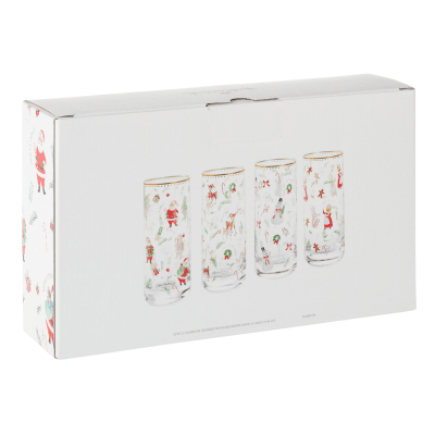 Vintage Santa and Friends Drinking Glasses, Set of 4