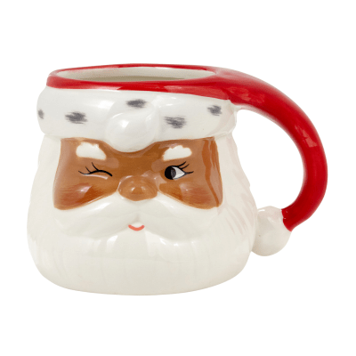 Winking Black Santa Holiday Sculpted Mug