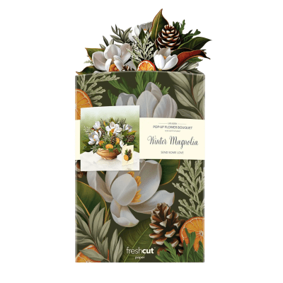FreshCut Paper | Winter Magnolia Pop-Up Bouquet With Card