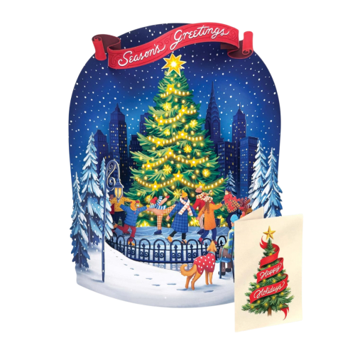 FreshCut Paper | Christmas Skating Spectacular Pop-Up Bouquet With Card