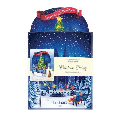 FreshCut Paper | Christmas Skating Spectacular Pop-Up Bouquet With Card
