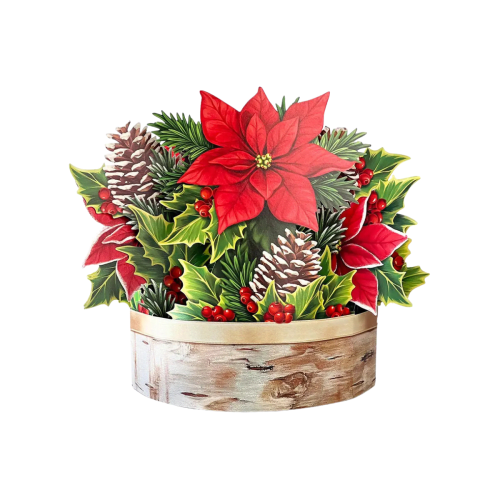 FreshCut Paper | Birch Poinsettia Pop-Up Bouquet With Card
