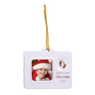 Malden 'Baby's First Christmas' 2025 Ceramic Picture Frame Ornament
