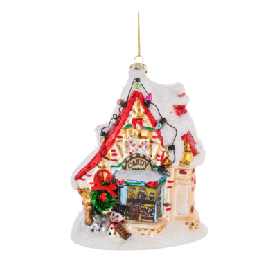 Christmas Village House Glass Ornament