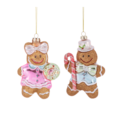 Gingerbread Couple Glass Ornaments