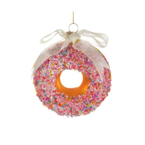 Donut with Sprinkles Glass Ornament