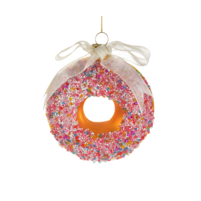 Donut with Sprinkles Glass Ornament