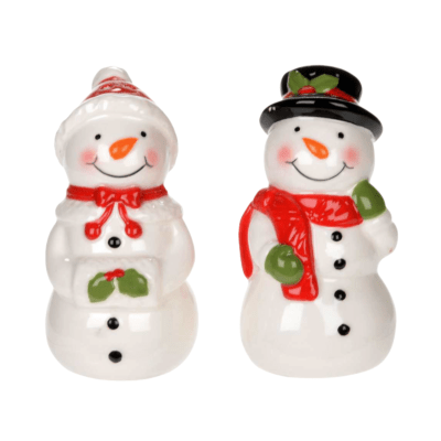 Mr. & Mrs. Snowman Salt and Pepper Shakers, Set of 2