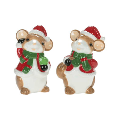 Santa Hat Mice Salt and Pepper Shakers, Set of 2