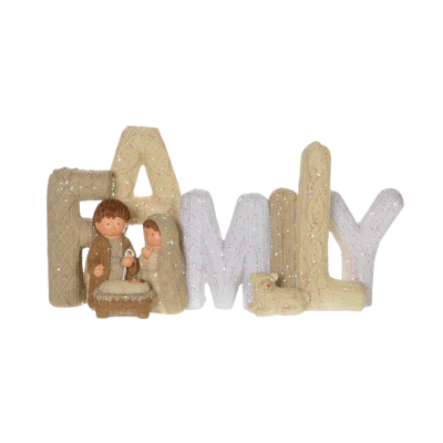 Knit Nativity Family Word Sign Décor