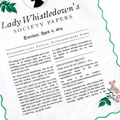 Bridgerton Lady Whistledown's Society Papers Tea Towel, 18x26