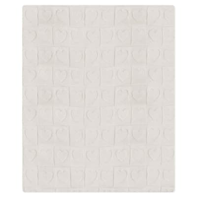 Cream Heart Pattern Plush Throw Blanket, 50x60