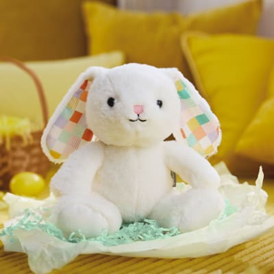 White Bunny With Patchwork Ears Easter Plush