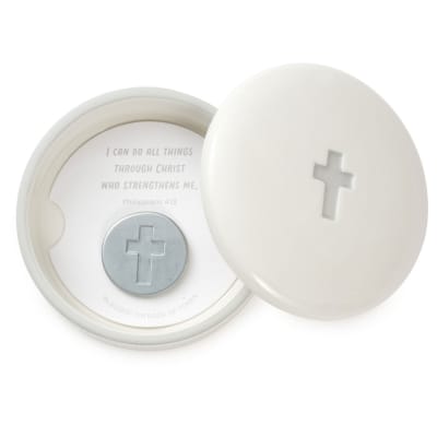 DaySpring I Can Do All Things Lidded Trinket Dish With Metal Token