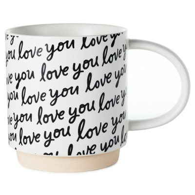 Love You Script Black and White Mug
