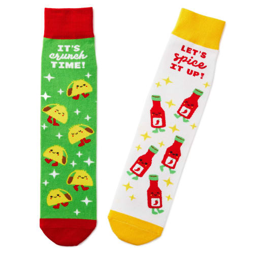 Better Together | Tacos and Hot Sauce Funny Crew Socks