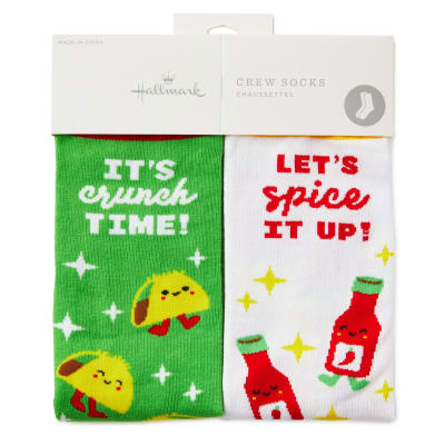 Better Together | Tacos and Hot Sauce Funny Crew Socks