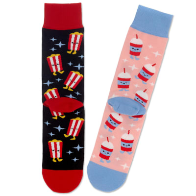 Better Together | Popcorn and Slushie Funny Crew Socks