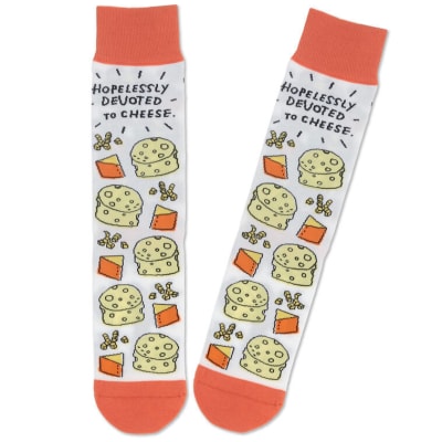 Shoebox Devoted to Cheese Funny Crew Socks