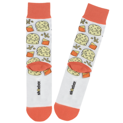 Shoebox Devoted to Cheese Funny Crew Socks