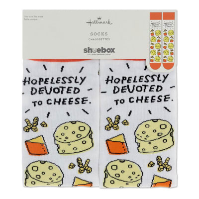 Shoebox Devoted to Cheese Funny Crew Socks