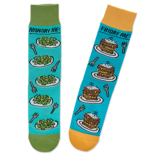 Shoebox Monday vs. Friday Funny Crew Socks