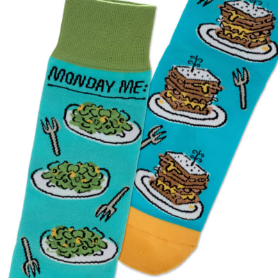 Shoebox Monday vs. Friday Funny Crew Socks