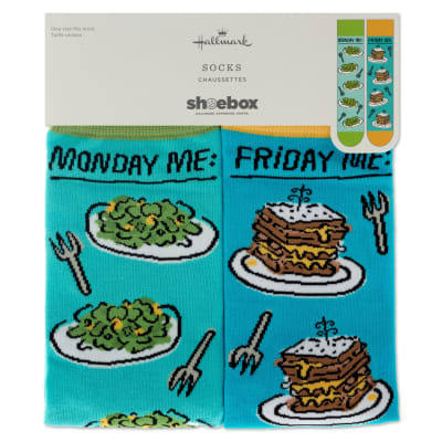 Shoebox Monday vs. Friday Funny Crew Socks