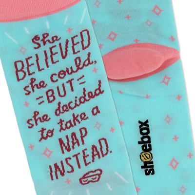 Shoebox She Believed Funny Crew Socks
