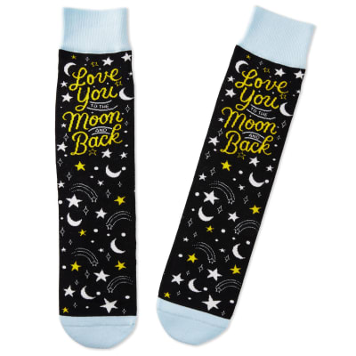 Love You To the Moon and Back Novelty Crew Socks