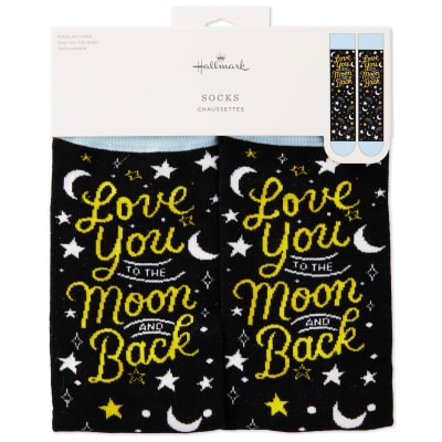 Love You To the Moon and Back Novelty Crew Socks