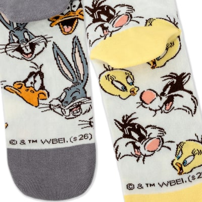 Looney Tunes™ Cartoon Faces Mismatched Novelty Crew Socks