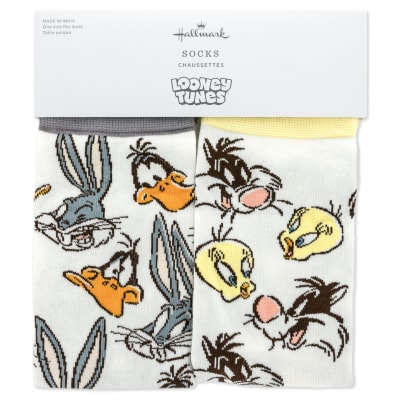 Looney Tunes™ Cartoon Faces Mismatched Novelty Crew Socks