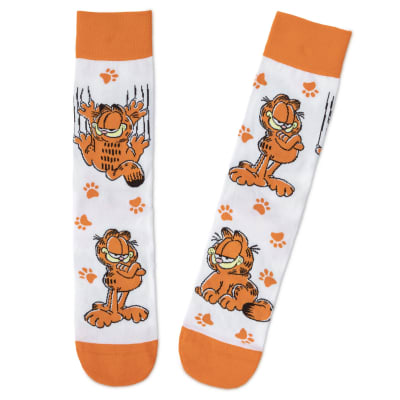 Garfield Poses and Paw Prints Novelty Crew Socks