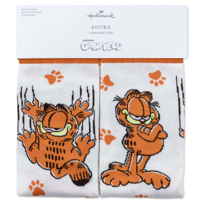 Garfield Poses and Paw Prints Novelty Crew Socks