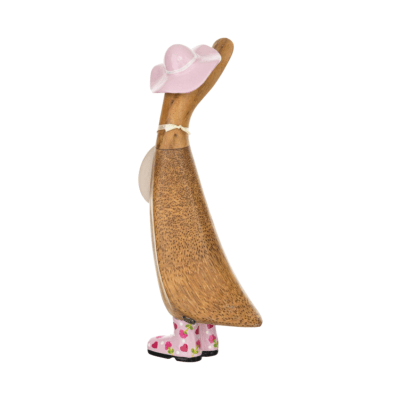 DCUK Floral Hats and Welly Boots Duckling Wooden Figurine